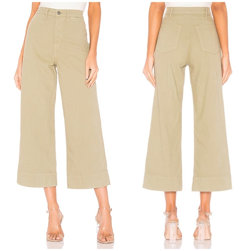 NWT GRLFRND Campbell Cropped Jeans 25 green wide leg